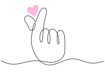 Sticker - Continuous one line drawing of korean fingers