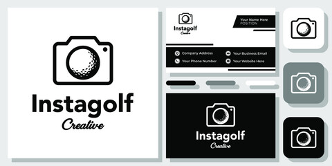 Wall Mural - Camera Golf Ball Photography Sport Photo Lens Entertainment Logo Design with Business Card Template
