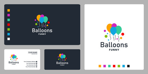 Wall Mural - awesome balloons logo design for party event, and funny moment