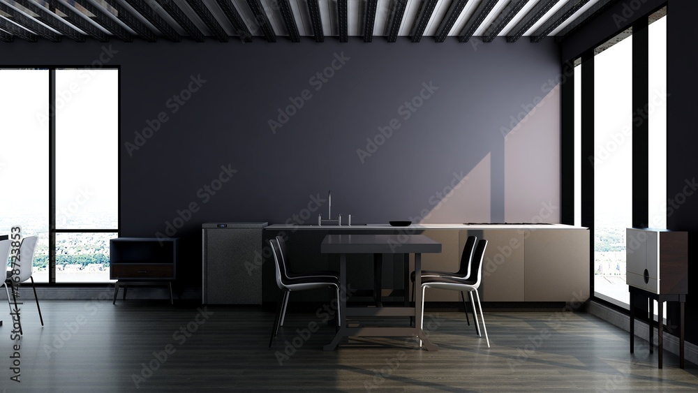 office pantry or kitchen room 3d render interior design for company ...