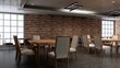 © Ayyathullah Ahmad - restaurant 3d design interior with brick wall mockup