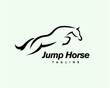 simple drawn line jump horse logo template illustration