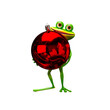 3D Illustration of a Frog with a Christmas Ball