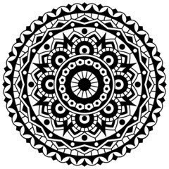 Sticker - Black and white mandala with beautiful geometric patterns. Coloring book for adults. Vector drawing.