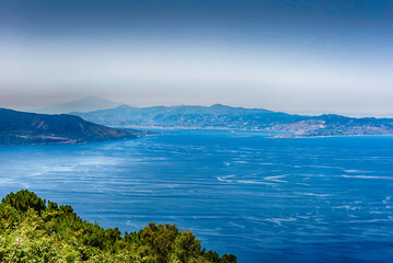 Aerial view of the Strait of Messina, Italy