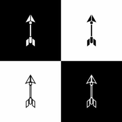 Poster - Set Hipster arrow icon isolated on black and white background. Vector Illustration