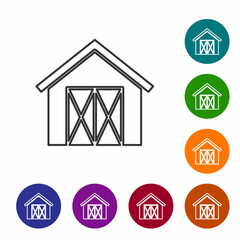 Sticker - Black line Farm house icon isolated on white background. Set icons in color circle buttons. Vector