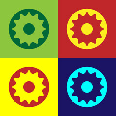 Poster - Pop art Chakra icon isolated on color background. Vector