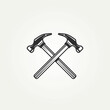 isolated letter x hammer carpentry vintage vector illustration design