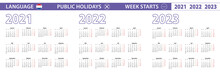 Simple Calendar Template In Dutch For 2021, 2022, 2023 Years. Week Starts From Monday.