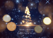 Shiny Christmas tree with blurred lights vector background