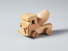 Wooden Toys Truck On Grey Backgroind