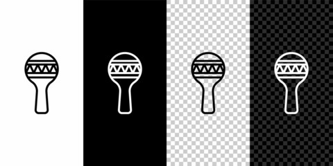 Sticker - Set line Maracas icon isolated on black and white, transparent background. Music maracas instrument mexico. Vector