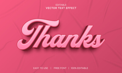 Poster -  Thanks 3d editable text effect Premium Vector with background