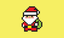 Santa Claus Pixel Art 8 Bits Style Christmas Icons Retro Classic Vintage Design For Web Pages, Apps, Menus, Social Media, Animation, Network And Advertising
