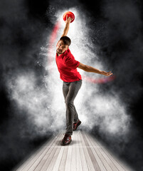 Wall Mural - Professional bowling player in action