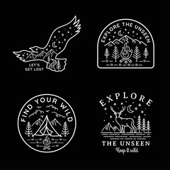 Wall Mural - vector line art outdoor badges. perfect for apparel prints, posters and other uses.