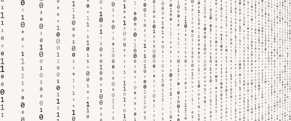 Fototapete - Abstract background with zeros and ones numbers. Perspective view.
