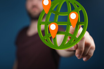 green 3d planet concept, recycle sign