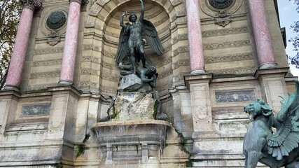 Poster - Fontaine Saint Michel, quartier Latin à Paris