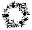 © Liliya - Hand drawing vector round frame. Floral wreath with leaves, flowers, branches. Decorative elements for design. Ink, vintage styles.