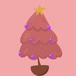 Pink Christmas Tree with Purple Ornaments