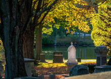 Autumn Day In Boston At Forest Hills Cemetery In Jamaica Plain