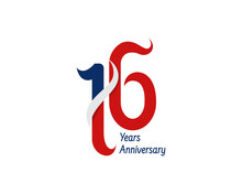 16 Years Anniversary Logo With Ribbon For Celebration