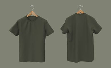 Sticker - men's short-sleeve t-shirt mockup in front, and back views, design presentation for print, 3d illustration, 3d rendering