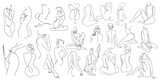 Abstract Woman Body Line Art Drawing Set. Female Silhouette One Line Drawing. Woman Back Sitiing Pose Vector Illustration Minimalistic Style for Modern Design: Prints, Wall Art, Posters, Social Media.