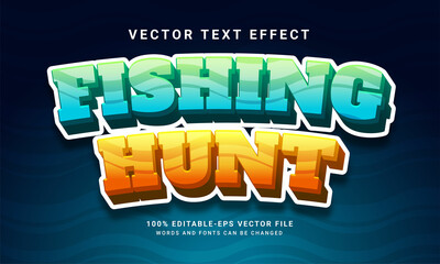 Wall Mural - Fishing hunt 3D text effect, editable text style and suitable for game assets