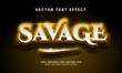 Savage 3D text effect. Editable text style effect and suitable for game assets with gold color theme