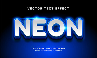 Wall Mural - Neon 3D text effect. Editable text style effect with blue light color