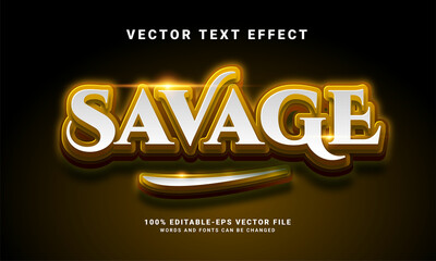 Wall Mural - Savage 3D text effect. Editable text style effect and suitable for game assets with gold color theme