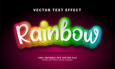 Wall Mural - Rainbow 3D text effect. Editable text style effect with colorful theme.
