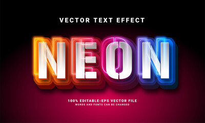 Wall Mural - Neon 3D text effect. Editable text style effect with colorful light theme, suitable for colorful event needs .