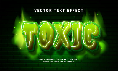 Wall Mural - Toxic 3D text effect. Editable text style effect with green light theme.