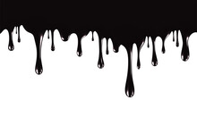 Realistic Black Paint Drips Isolated On A White Background. The Flowing Black Liquid. Dripping Paint. Vector Illustration