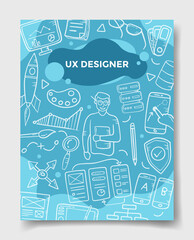 ux user experience designer concept with doodle style for template of banners, flyer, books, and magazine cover