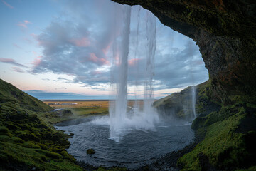  Seljalandsfoss waterfall at dawn, Iceland