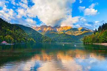 Wall Mural - Lake Ritsa panoramic view, Abkhazia