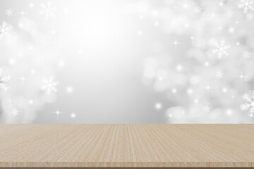 Wall Mural - blur beautiful white color gradient background with falling snow with blinking bokeh and modern pers