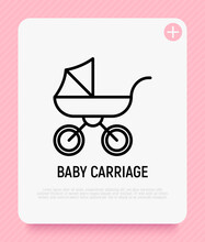 Baby Carriage Thin Line Icon. Modern Vector Illustration.