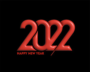 Canvas Print - 3D Effect Happy New Year 2022 Text Typography Design Patter, Vector illustration.