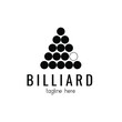 Billiard logo template. Billiard  brand identity. Black and white isolated billiard ball logo concept. Game competition idea.
