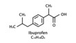 Ibuprofen molecular structure. Ibuprofen skeletal chemical formula. Chemical molecular formula vector illustration