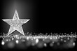 Silver sparkling star isolated on dark luxury horizontal background. Vector design element