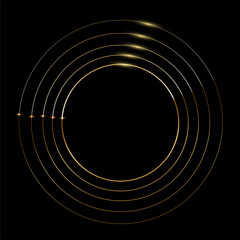 Wall Mural - golden frame rings, abstract gold metal lines shine with flare glowing light effect