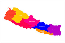 Beautiful Colorful Nepal New Map Illustration
