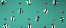 Christmas Gift Boxes And Ornaments - 3D Render Illustration